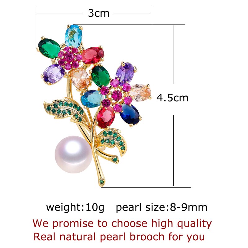 ZHBORUINI Delicate Natuurlijke Zoetwater Parel Broche Fine Zirkoon Bloem Broche Pinnen Parel Sieraden Voor Vrouwen Accessoires