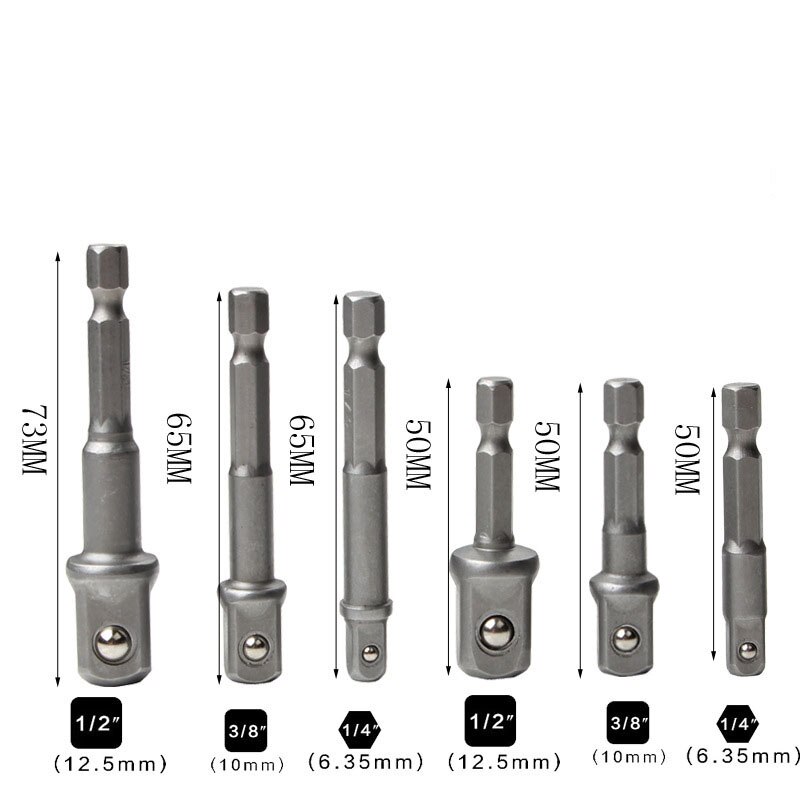 Clé à douille à cliquet hexagonale, convertisseur de clé à cliquet carré de 1/2 "à 1/4", adaptateur de clé à douille, outil à Impact de conversion