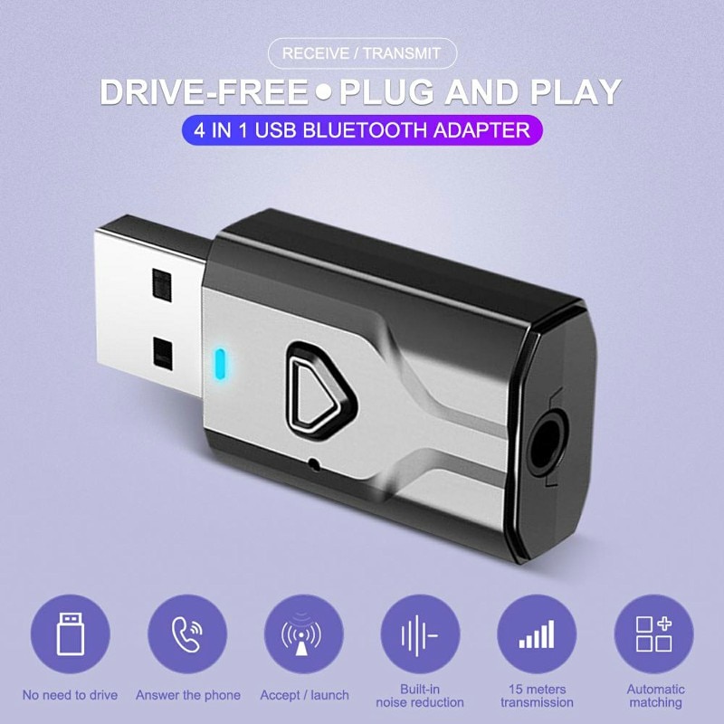 2 In1 USB Bluetooth Adapter 5.0 Transmiter Wireless Bluetooth for Computer TV Laptop Speaker Headset Music Receiver