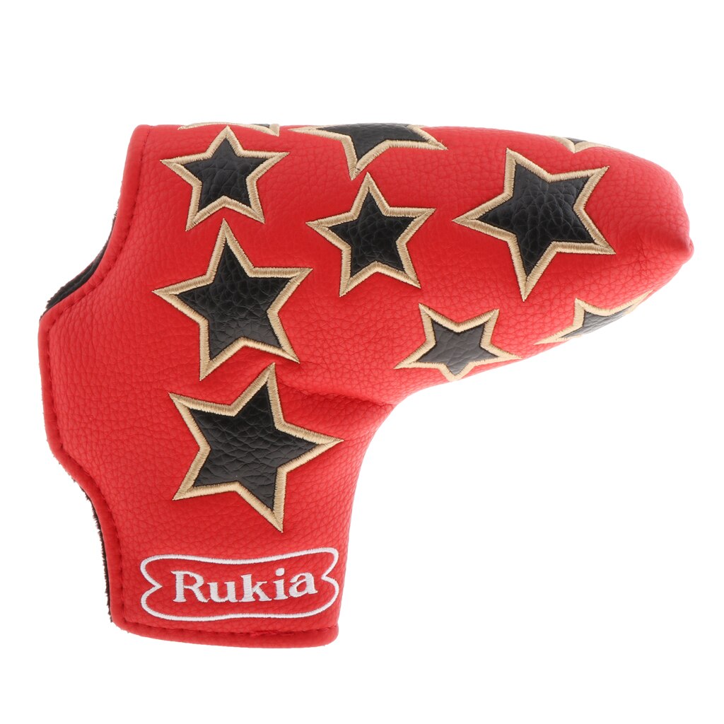 Putter Cover Golf Blade Putter Head Cover Headcover Laarzen Ster Borduurwerk Pu Leather Cover Golf Head Cover Waterdicht: Red