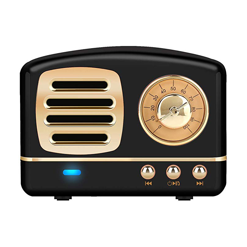 Dosmix Draadloze Stereo Retro Luidsprekers Draagbare Bluetooth Vintage Luidsprekers met Handsfree Bellen Aansluitbaar SD Card Slot AUX: Black