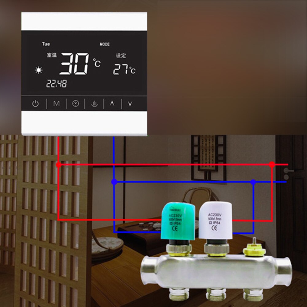 230V Nein/NC Thermostat Verteiler Fußbodenheizung Heizkörper Elektrische Thermische Antrieb Ventil Kopf