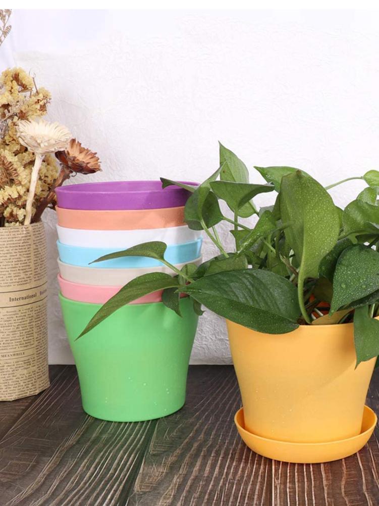 8PCS Plastic Planter Flower Plant Pots Gardening Containers