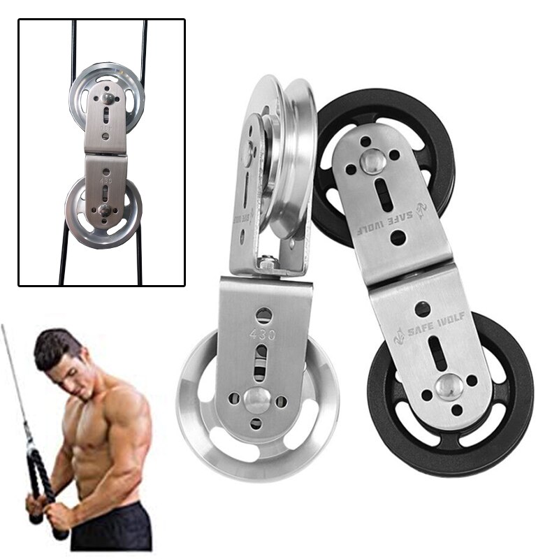Gym Fitness Double Pulley for DIY Home Cable Machine Heavy Duty Metal Wheel Loading Strength Lifting Workout Sport Accessories