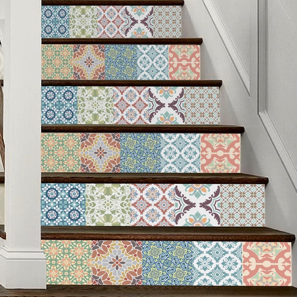 DIY Schritte Aufkleber entfernbar Treppe Aufkleber Heimat Dekor Keramik Fliesen Muster Landschaft Heimat Dekoration 18*100cm
