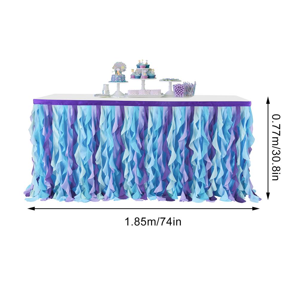 6 Ft Mermaid Curly Willow Table Skirt Tulle Table Skirt for Rectangle Table or Round Table,Tutu Table Skirt for Wedding Party