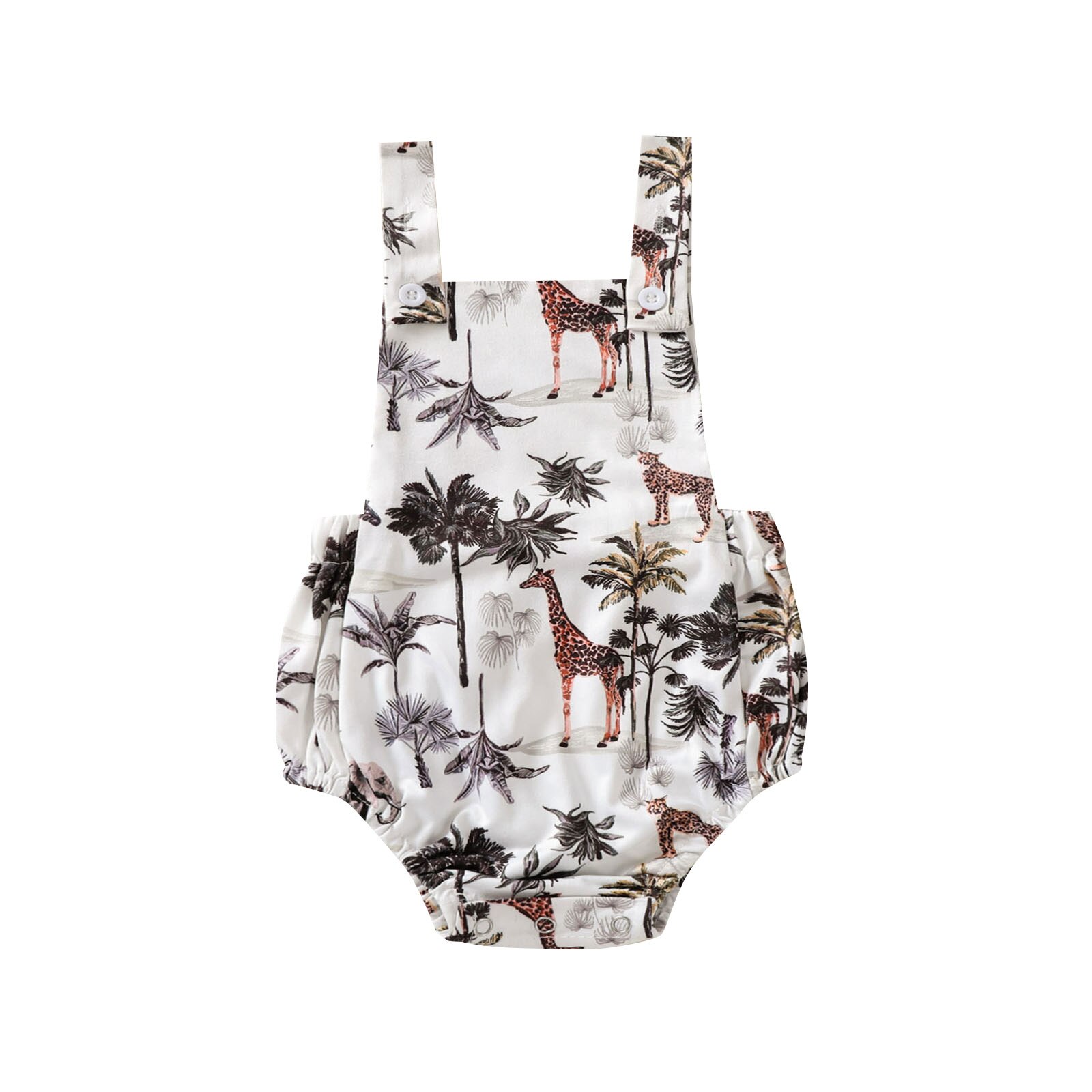 Pasgeboren Baby Baby Jongens Meisjes Bodysuits Zomer Knop Cartoon Aninal Print Jumpsuits Casual Mouwloze Backless Outfits Kleding: 12m