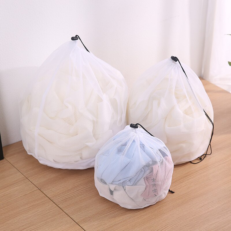 Drawstring Mesh Laundry Bag Nylon Washing Mesh Bag Clothing Care Net Filter For Underwear Socks Washing Machine