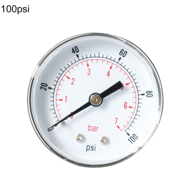 Pressure Gauge 52mm Dial 1/4" BSPT Horizontal 0/15,30,60.100,160,300 PSI & Bar: Yellow