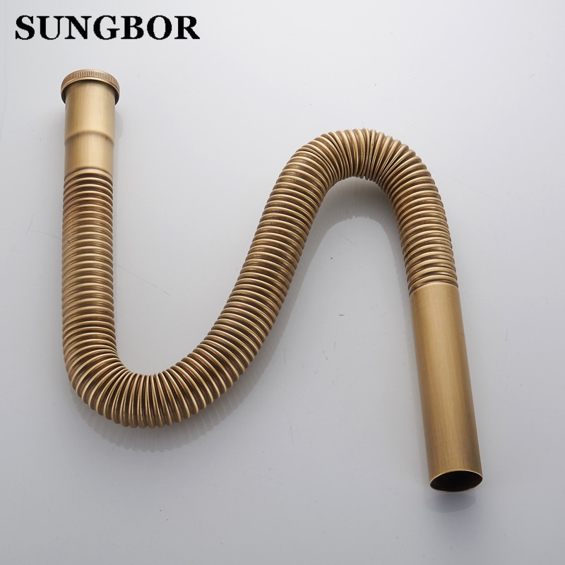 37-77cm Kitchen Sewer Pipe Flexible Bathroom Sink Drains Downcomer Wash Basin Electroplated Plumbing Hose Pipe Tube XSG-123