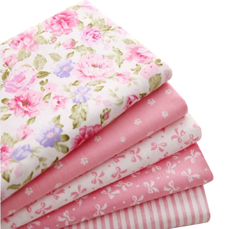 Tissu 100% coton rose pour couture, 40cm x 50cm, 5 pièces, tissu pour couette, Patchwork, literie pour enfants