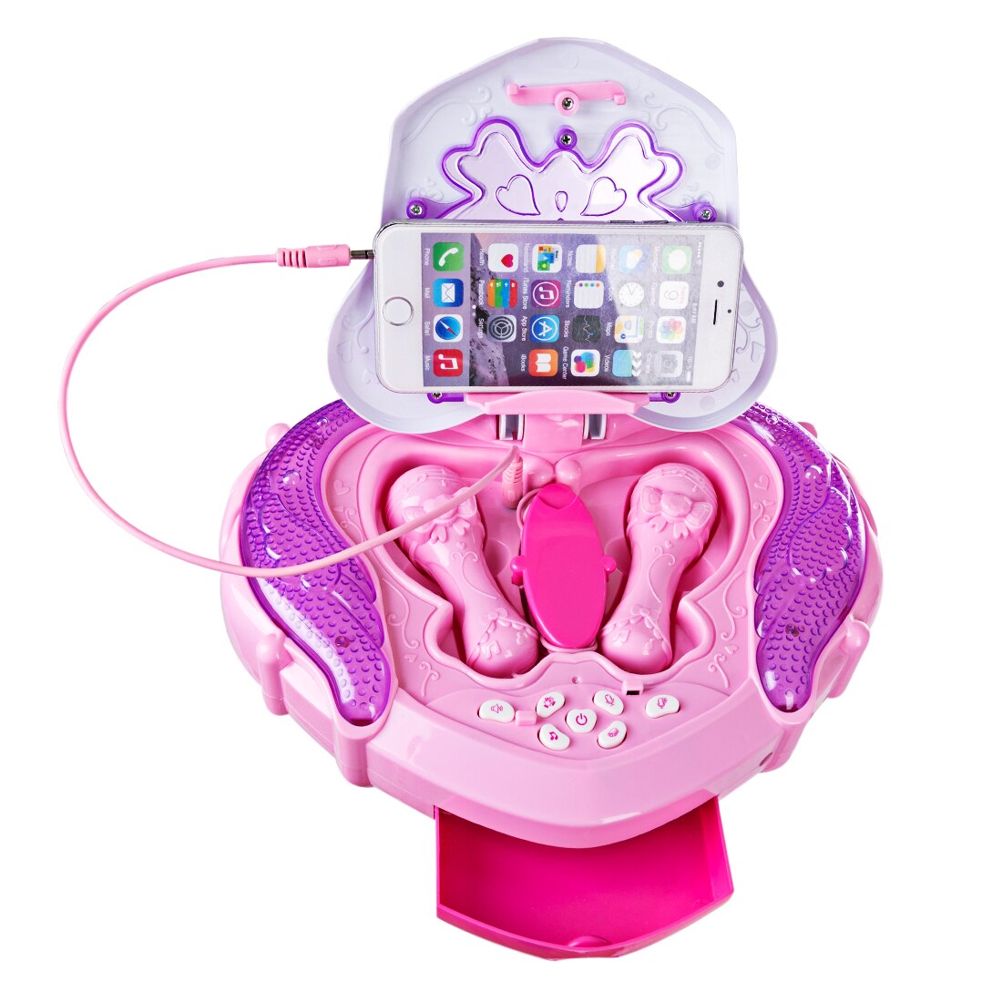 Kids Multi-Functional Karaoke Machine Stand Up Musical Toy With 2 Microphones And Adjustable Stand Creatives Music - Pink