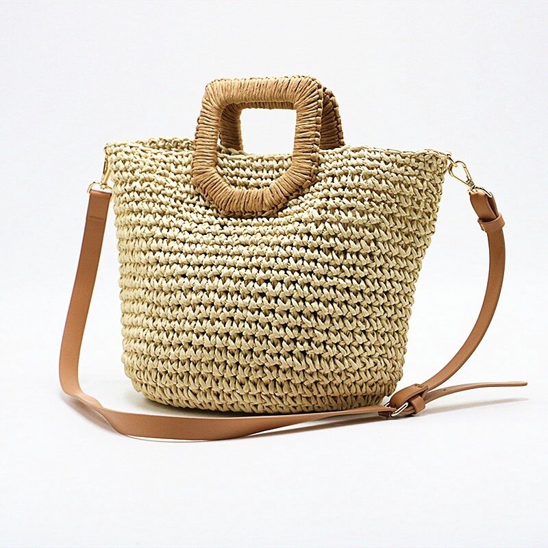 Neue beliebte frauen stroh tasche papier schultern hand-woven tasche kunst und hobby karte woven tasche strand tasche