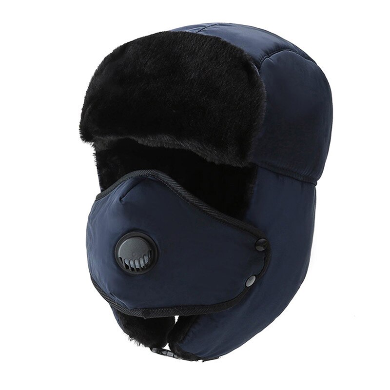 Cálidos gorros impermeables para hombre y mujer, gorros de estilo Bomber rusos, Unisex, para invierno, senderismo, orejeras, gorra gruesa y cálida: navy