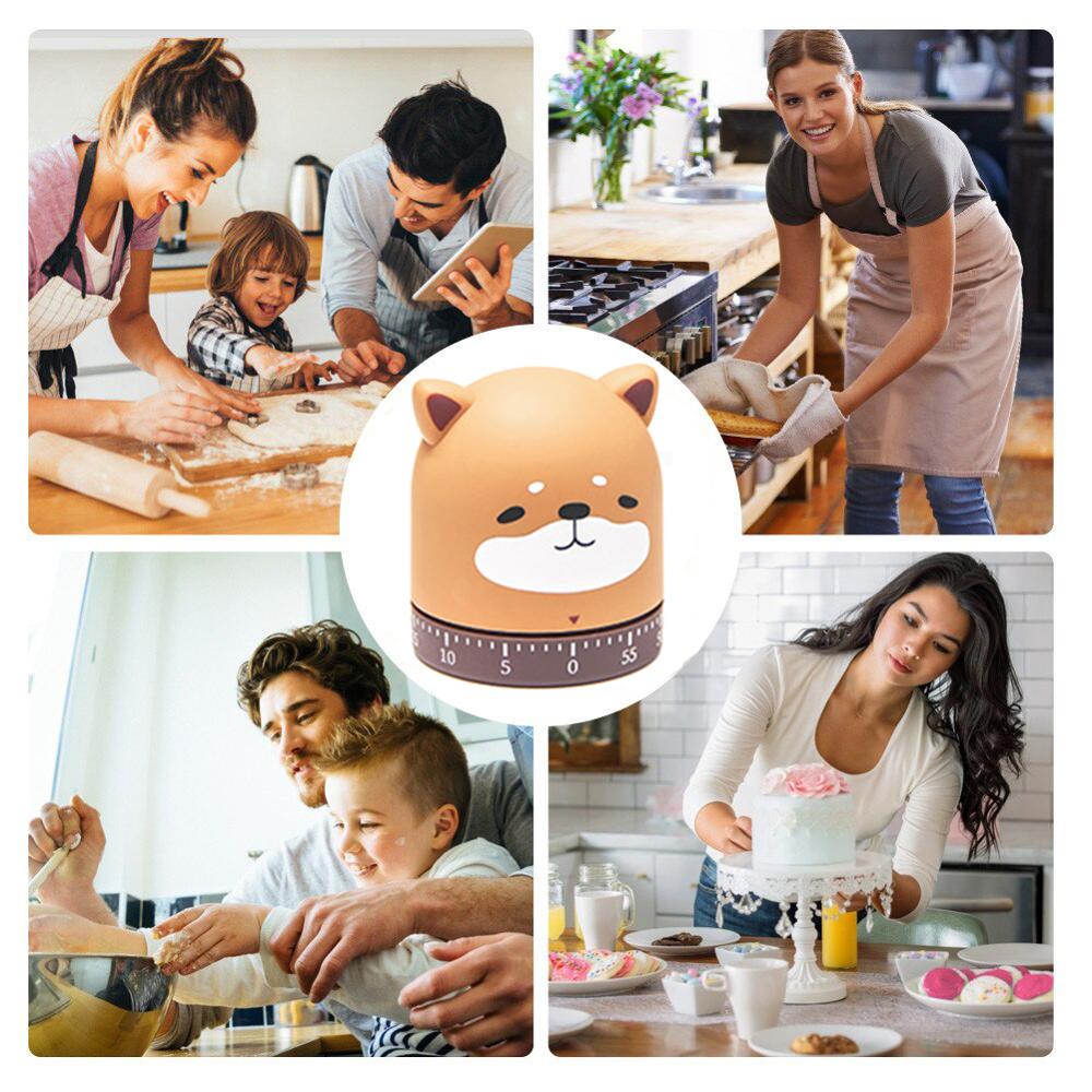 1Hr/60Min Kitchen Mechanical Dial Timer Reminder Alarm Cooking Baking Tools 360-degree Rotating Cute Animal ABS Kitchen Gadgets