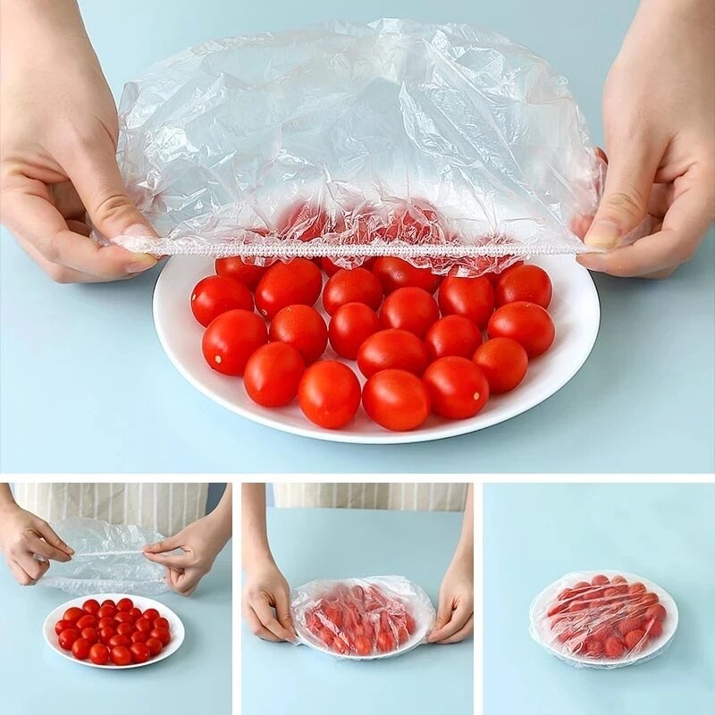 Cubiertas duraderas reutilizables para almacenamiento de alimentos, cubiertas elásticas para mantener alimentos frescos, envoltura de plástico para platos, película para refrigerador de cocina, 20/100 piezas