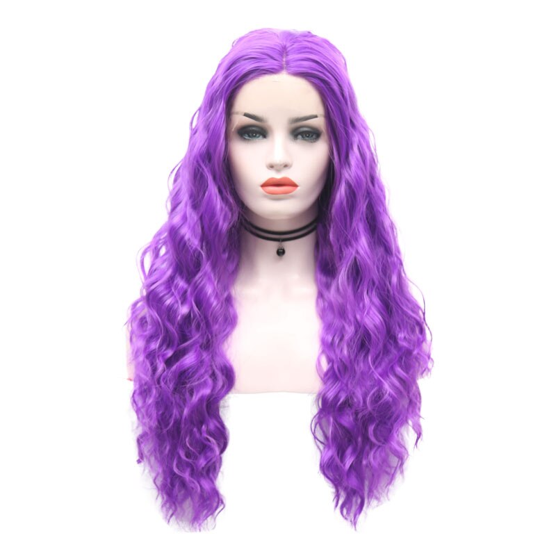 Perruque Lace Front Wig synthétique violette longue-JOY & BEAUTY | Perruque Lace Wig ondulée en Fiber de haute température, perruques pour femmes