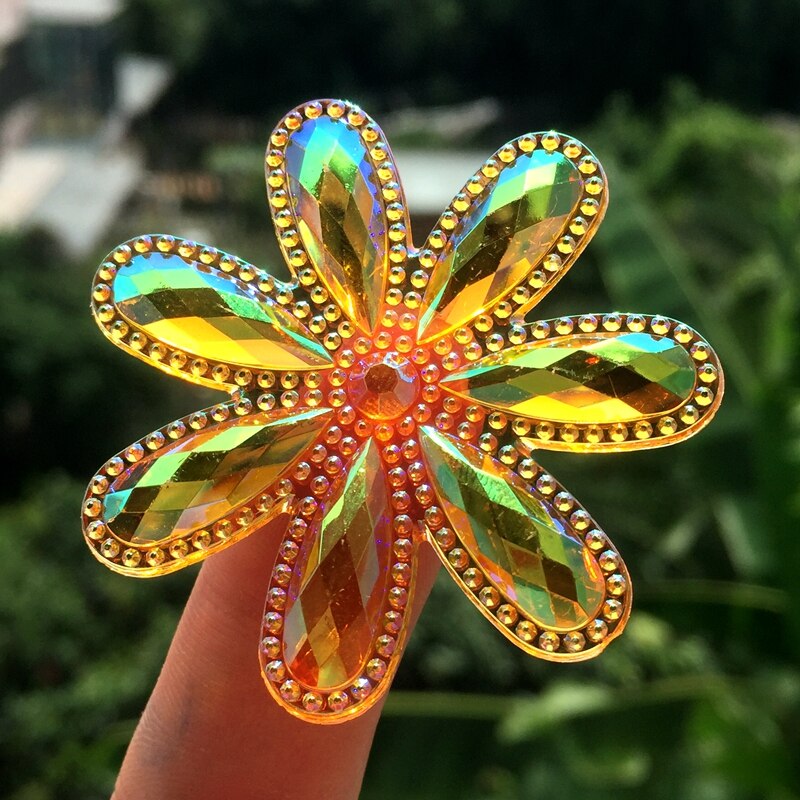 12pcs 46mm Grote Bloemen Strass Applicaties Plaksteen Acryl Stones Strass Kristallen Voor DIY Ambachten bruiloft decoratie HZ10 * 6