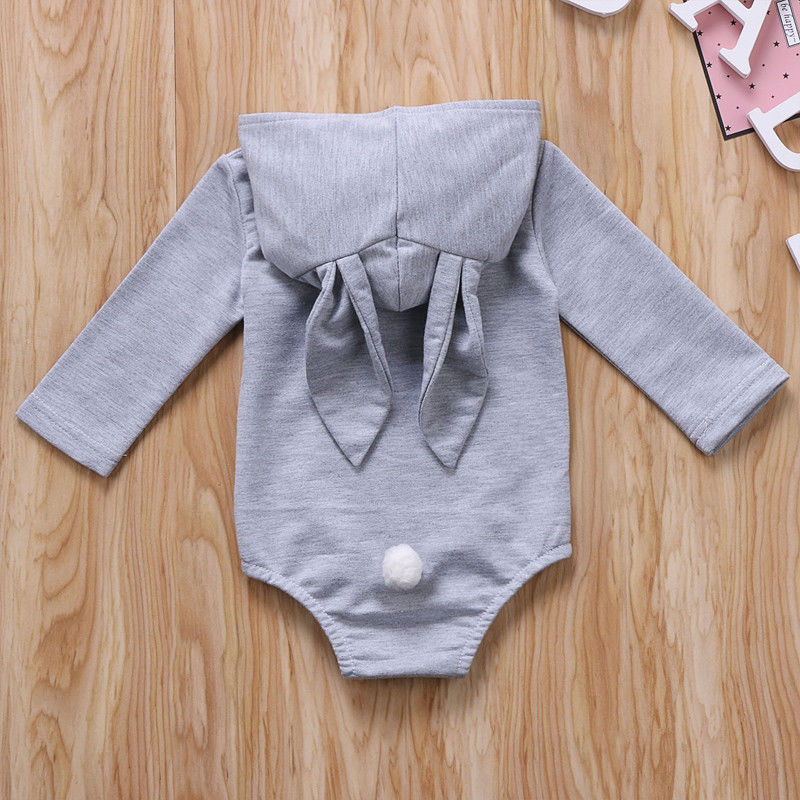 Toddler Lovely Newborn Kids Baby Girl Boys Solid Color Hooded Long Sleeve Bodysuit Warm Cotton Cute Adorable Outfits Clothing