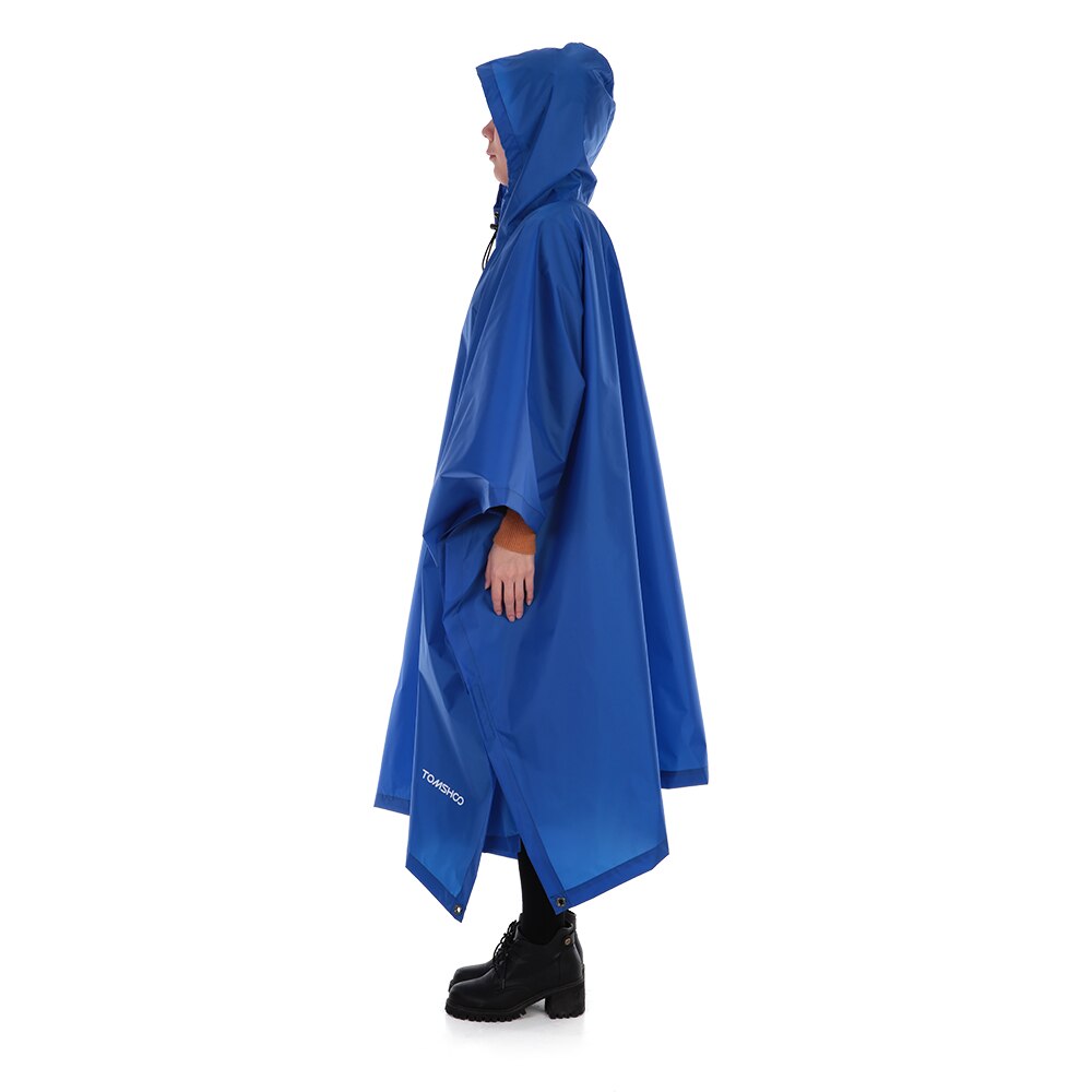 TOMSHOO-chubasquero ligero multifuncional con capucha, cubierta para lluvia, Poncho, capa de lluvia, estera para tienda de campaña al aire libre: Azul marino