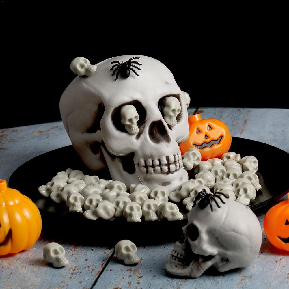 50/100Pcs Halloween Skelet Ornament Halloween Beeldjes Skulls Heads Realistische En Angstaanjagende Mini Skulls Heads Voor Halloween
