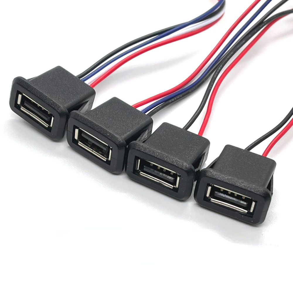 Conector de puerto de carga hembra USB 2,0 de 2/4 cables, conector de puerto de carga de 2 pines y 4 pines con Cable PH2.0, terminales eléctricos, enchufe de cargador USB