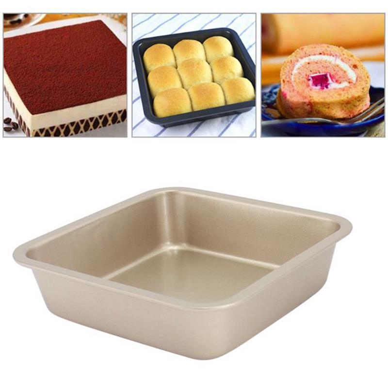 Cakevorm Aluminiumlegering Vierkante Non-stick Cake Pan Bakken Pan Tray Bakken Cake Pan Bakken Trays Voor Keuken cake Tool: Golden