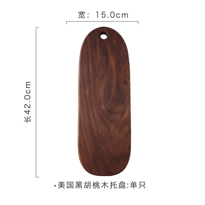 Tablero de madera de nogal negro hecho a mano con personalidad moderna simple y creativa, tabla de pan horneada de estilo rústico, bandeja de postre y queso LB43014: L