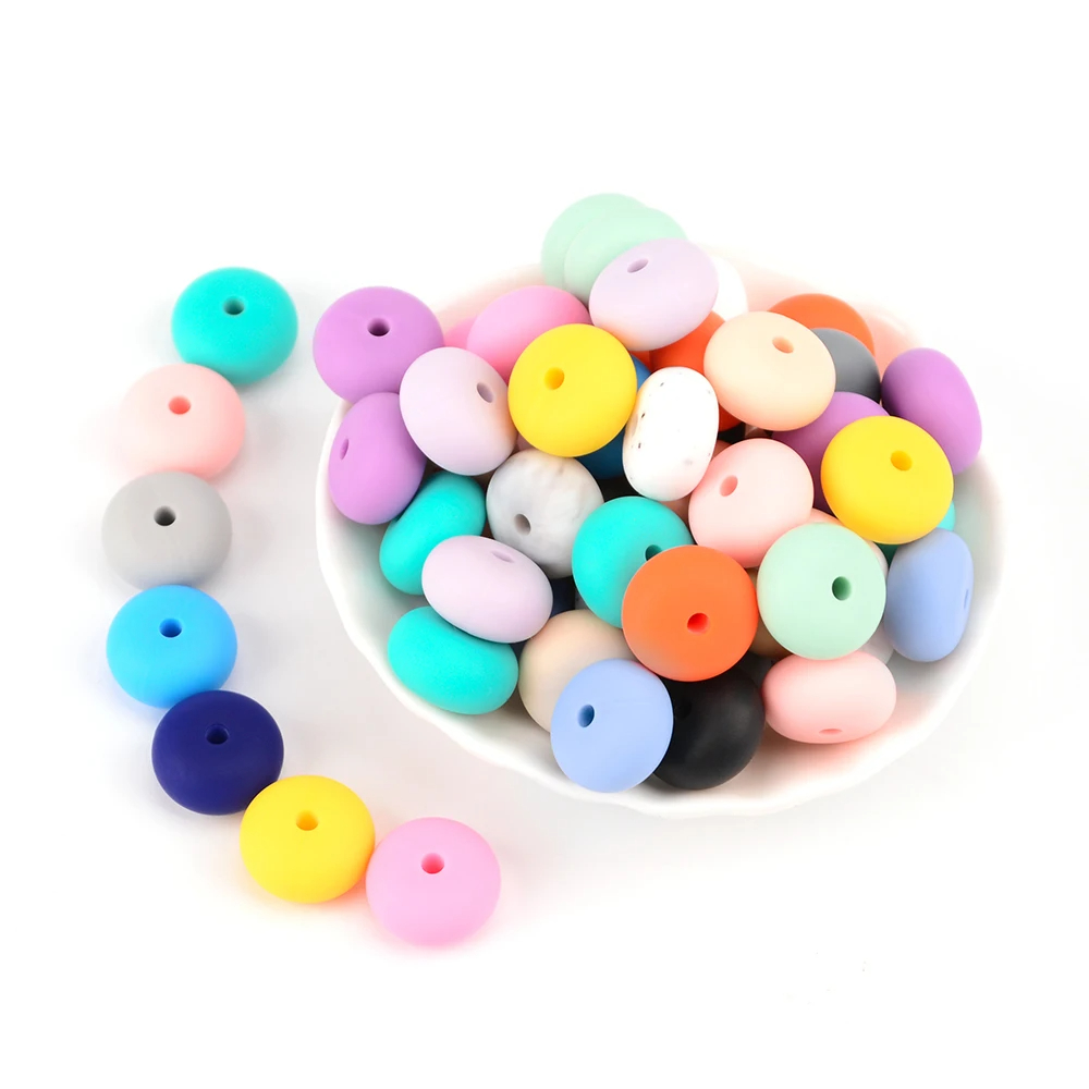 LOFCA 50 pcs/lot 14mm Mini boulier perles de Silicone en vrac collier de perles pour bricolage porte-clés collier bijoux accessoires