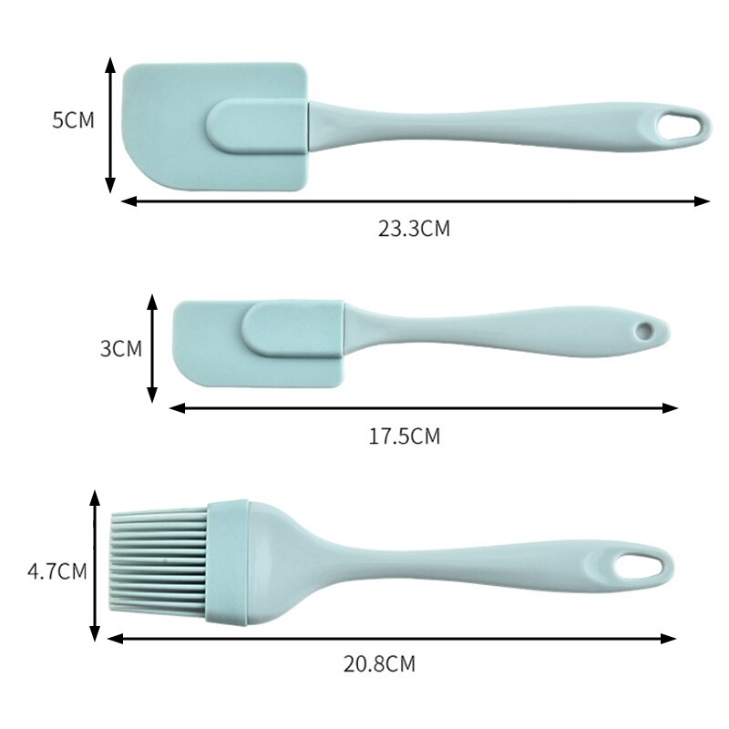 3Pcs/Set Kitchen Utensils Pure Color Baking Tools Non-stick Multi Purpose Cooking Supplies Cake Spatula: Blue
