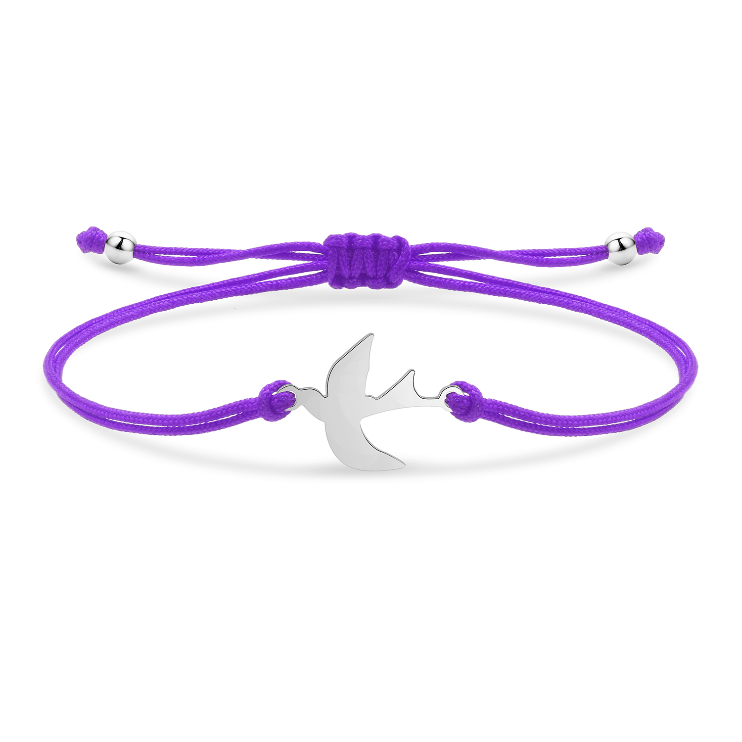 Roestvrijstalen Mooie Zwaluw Bedelarmband Vrouwen Wilde Dieren Rood Roze Blauw Grijs Groen Paars String Handgemaakte Sieraden Cadeau: Imitation Rhodium Plated