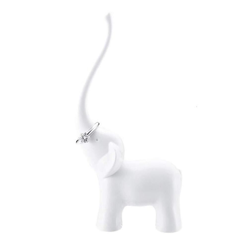 Soporte de escritorio para anillo de elefante y Cisne, estante de exhibición de joyería, organizador decorativo para manualidades de modelado de melamina, color blanco: Elephant