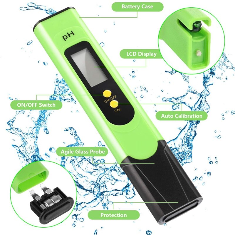 3Pcs Digital PH Meter Accuracy PH Tester Kit with ATC 3-Point Calibration for Drinking Water Swimming Pools Aquariums