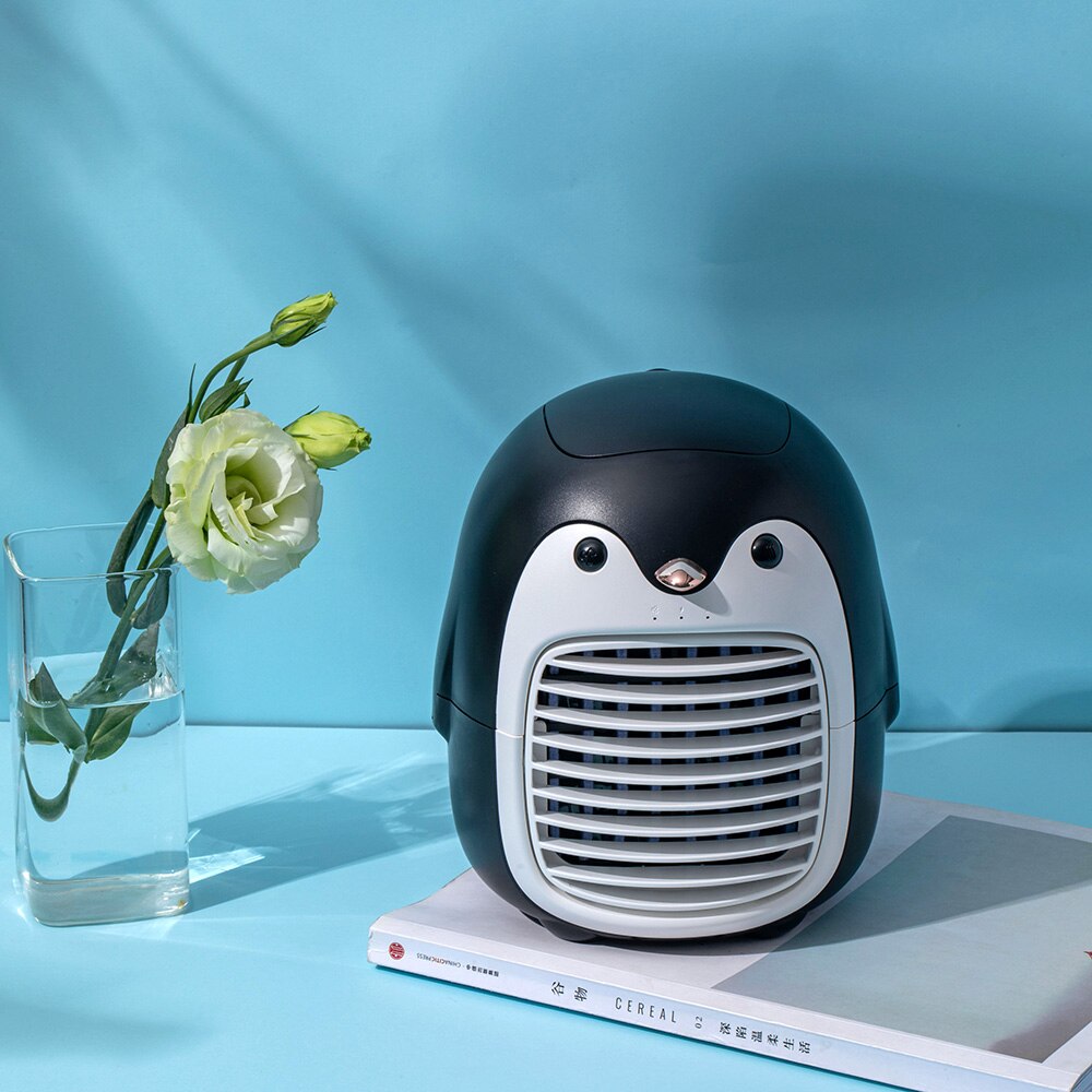 Leuke Pinguïn Zomer Cooling Fan Desktop Oplaadbare Airconditioner 2000Mah Draadloze Water Mist Ventilator 3 Snelheden Aanpassing