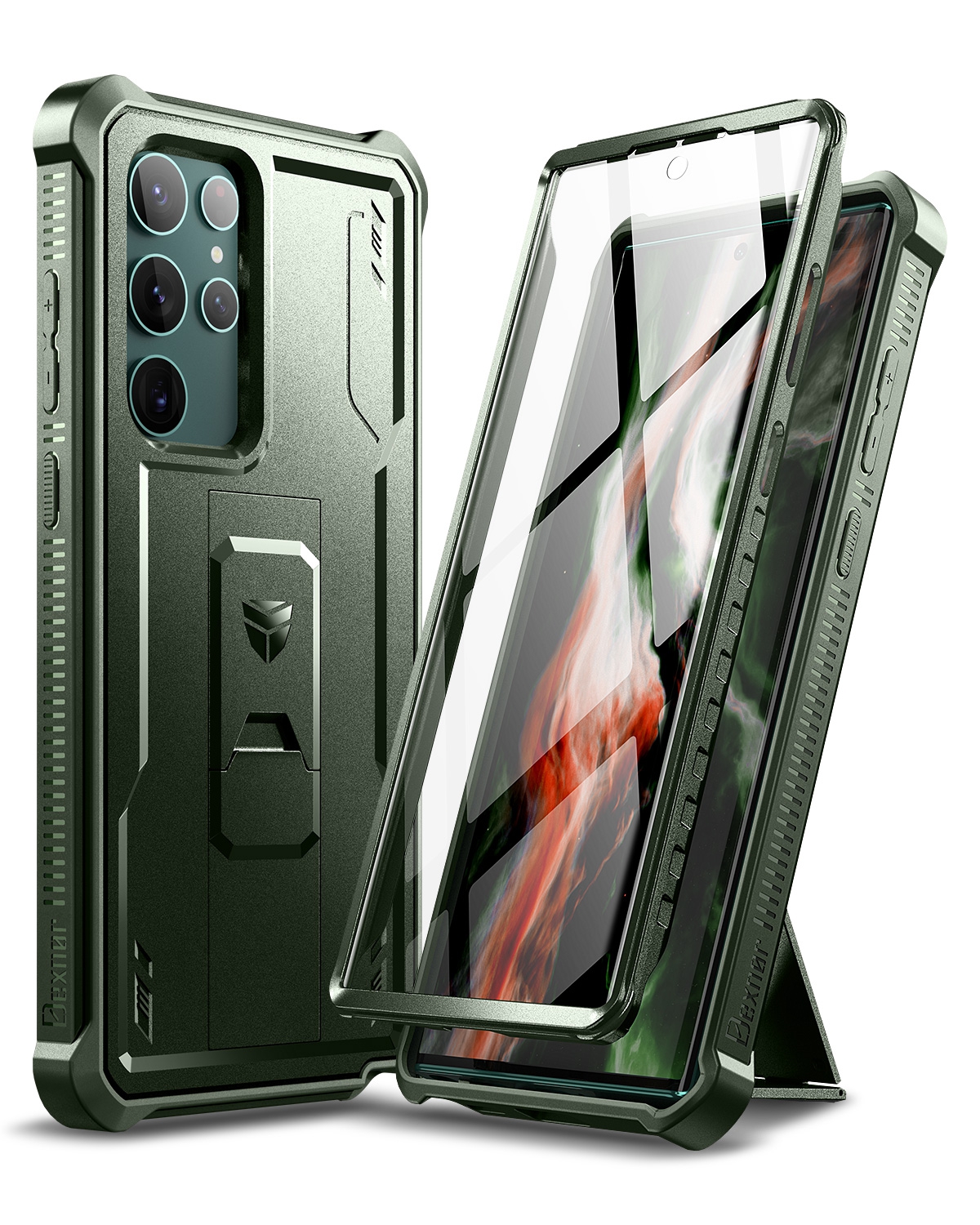 Funda protectora de cuerpo completo 360, hoja de PC + carcasa de TPU para Samsung Galaxy S10 Plus, funda con soporte y funda protectora de pantalla integrada: Trans-rosa oscuro
