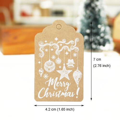 50 st god jul kraftpappersetikett tack papper hängetikett etikett för kartong papperspåse inslagning av kläder plaggetiketter: Default Title