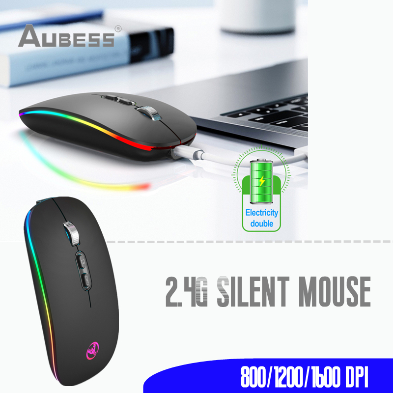 2.4G Wireless Mouse Colorful Glowing Rechargeable 3file 800/1200/1600 DPI Gaming Mouse Silent Office Mouse For PC Laptop