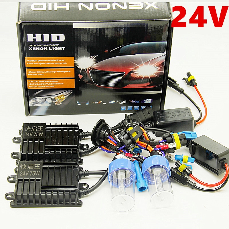 24v 75w ballast kit gömd xenon glödlampa för lastbil  h1 h3 h7 6000k kall vit auto xeno strålkastare lam
