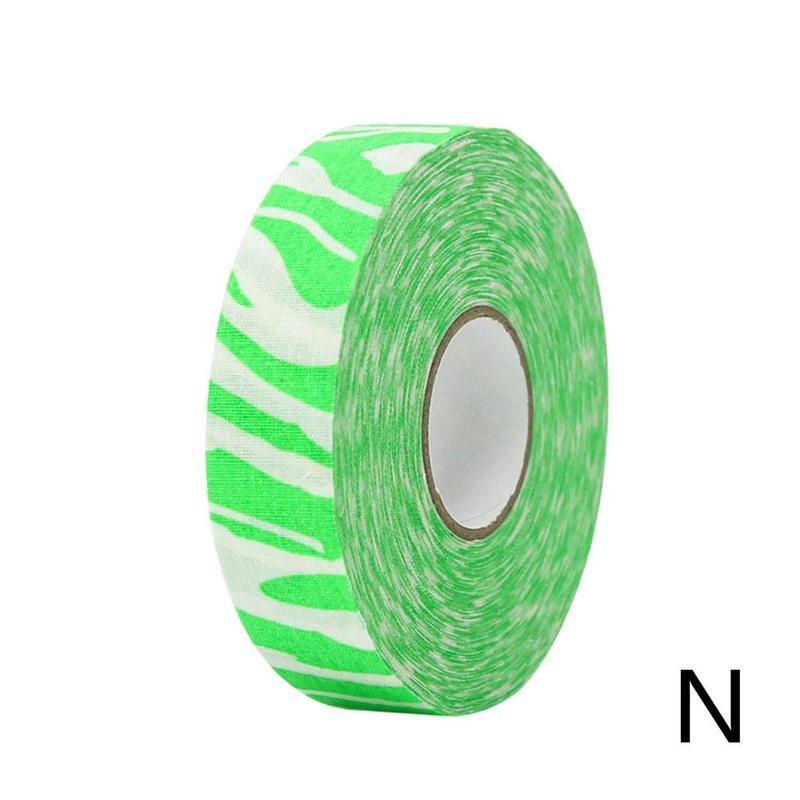 1 rulle multifunktionel anti-skrid tape ishockey badminton håndtag cykelgreb styr anti-skrid polyester klæbrig ishockey tape: Grøn zebra 