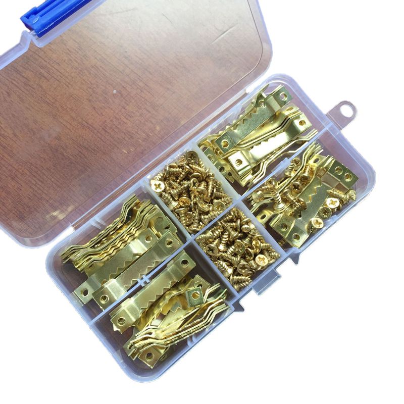 Ganchos para colgar cuadros de fotos con dientes de sierra de una cara, 100 Uds., accesorios para tornillos, 200 Uds.: -GD