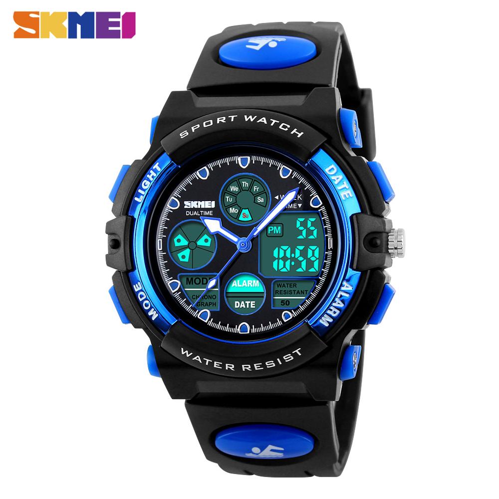 SKMEI 5Bar Waterproof Chronograph Luminous Children Digital Wrist Watch Kids Sport Watches Boys Girls Electronic Quartz Clock: blue 4