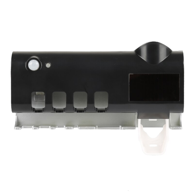 Home Automatic Ultraviolet Toothbrush Sterilizer Solar Energy UV Light Toothbrush Holder With Toothpaste Squeezing Dispenser: 02 Black