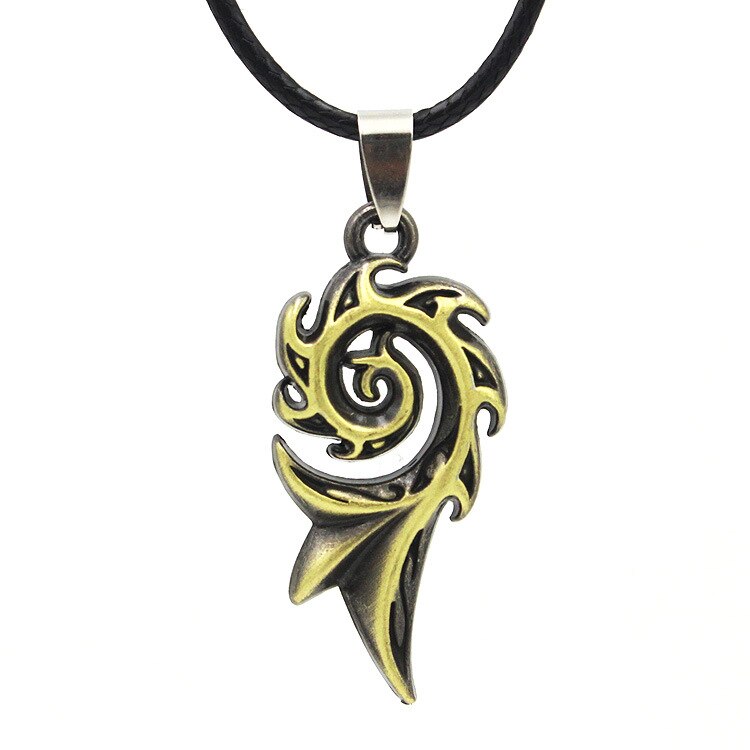 Punk Dragon Flame Men Pendant Necklaces Metal Cool Leather Chain Pendant Fire Phoenix Necklace Jewelry: Gold-color