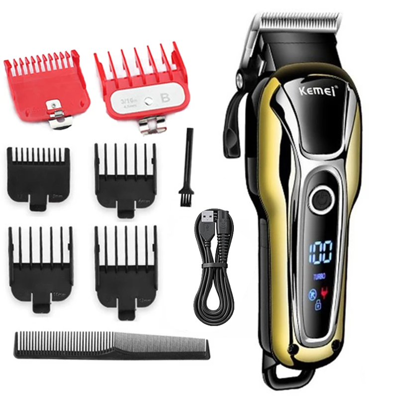 Cortadora de pelo Kemei o cuchilla KM-PG809A cortadora de pelo inalámbrica para hombres máquina cortadora corte de pelo recargable: Morado