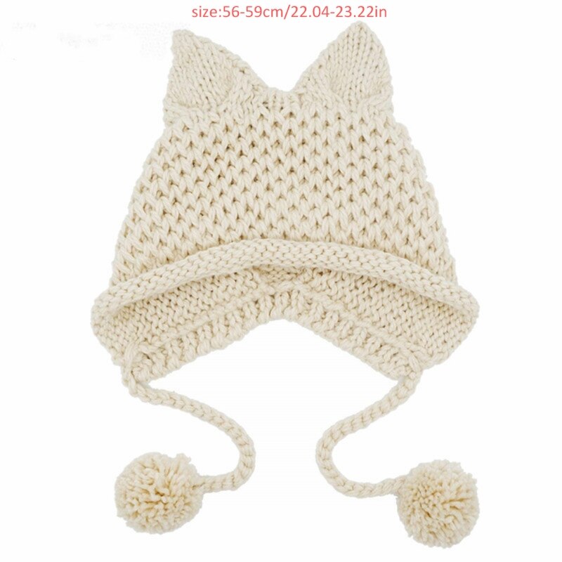 Orecchie di gatto tutto'uncinetto cappello lavorato a maglia paraorecchie cappello a cuffia tutto'uncinetto maglia di lana autunno inverno