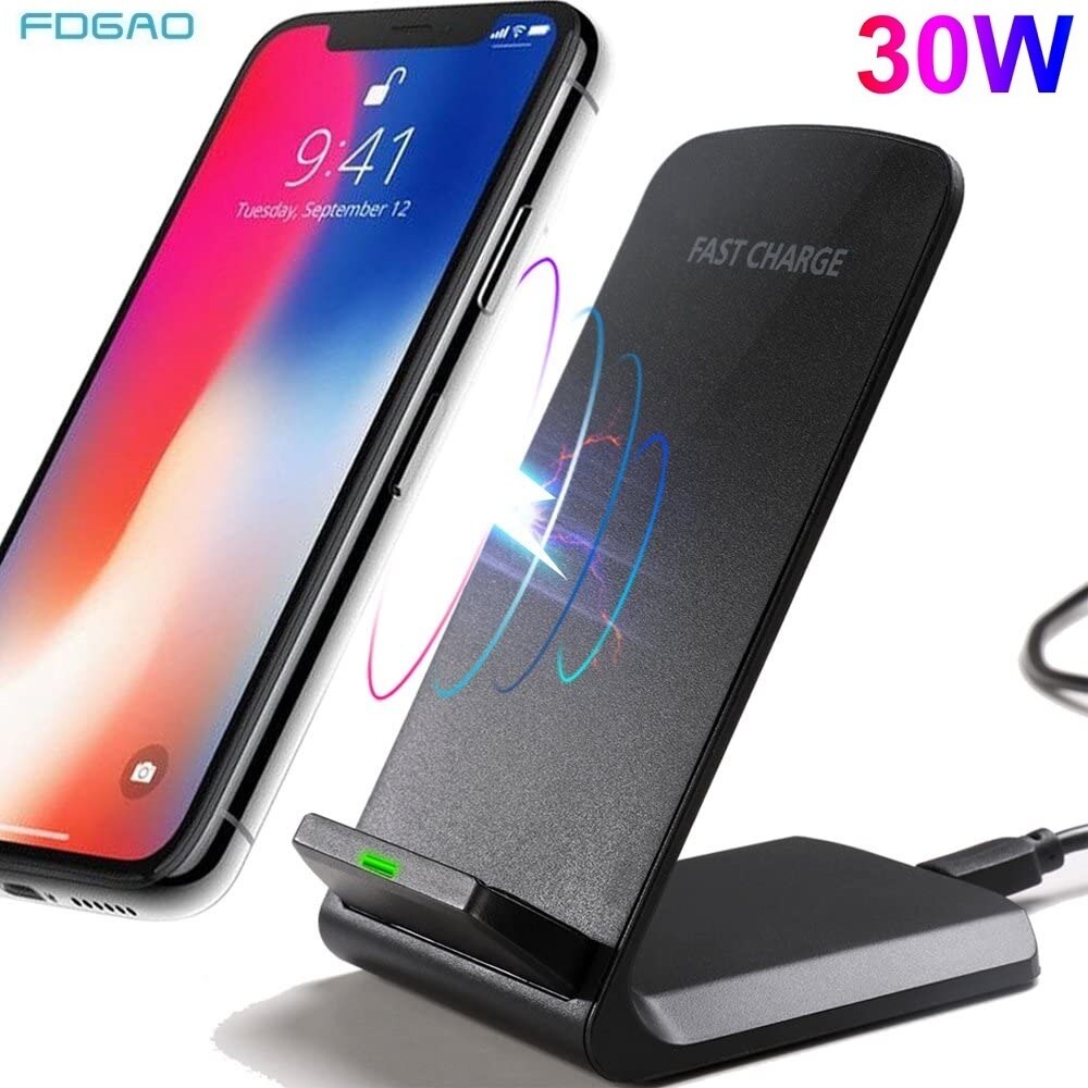 Fdgao 30W Qi Wireless Charger Stand Voor Iphone 12 11 Xs Xr X 8 Draadloze Snelle Opladen Dock Voor samsung S10 S20 S21 Telefoon Oplader