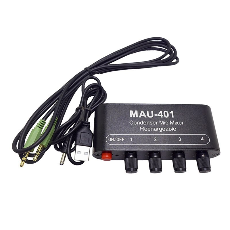 Mini Audio Mixer Condenser Microphone Mixer Four-In-One Microphone Amplifier for Computer Mobile Phone Live Sound Card: Default Title