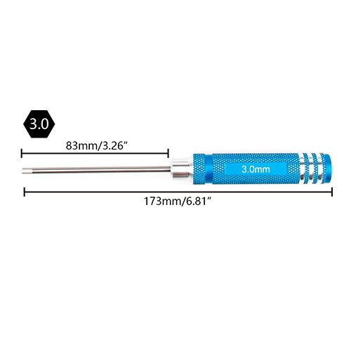 1Pcs Aluminium Allen Hex Schroevendraaiers Sleutel Driver Tool Set 1.5/2/2.5/3Mm Handvat Voor Rc Hobby Model Auto: 3mm