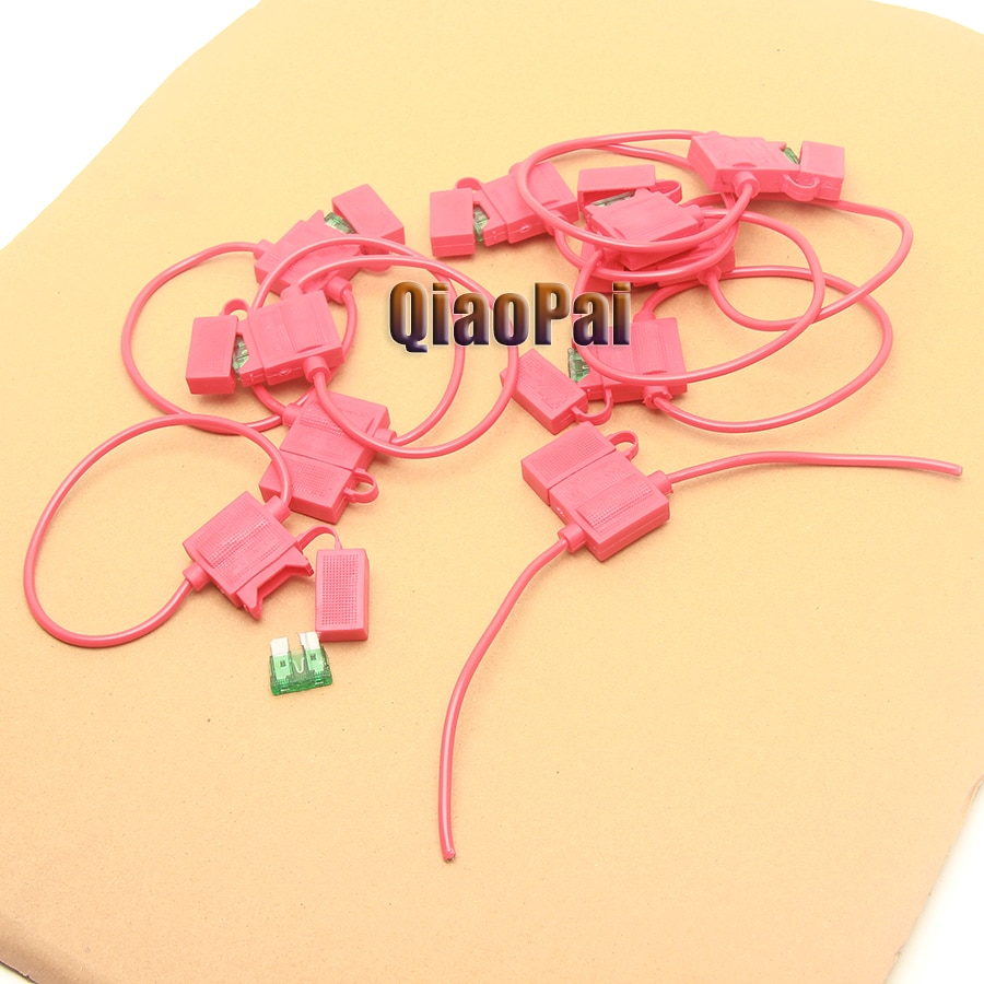 10PC Universal Car Waterproof Connector Fuse 5A10A 20A 25A 30A Red Link Wire Harness Auto Waterproof Fuse Holder for 12V 24V 36V