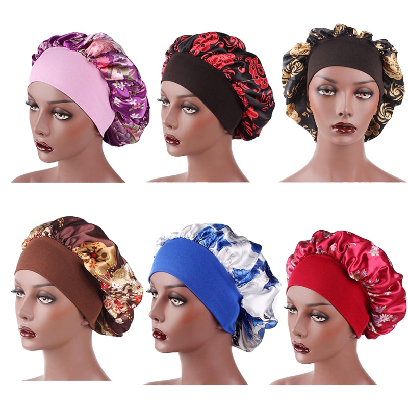 Gorro de satén para el pelo, gorro de ducha para dormir, diadema ancha de satén con gorro de noche, de Peinado Herramienta, 56-58cm